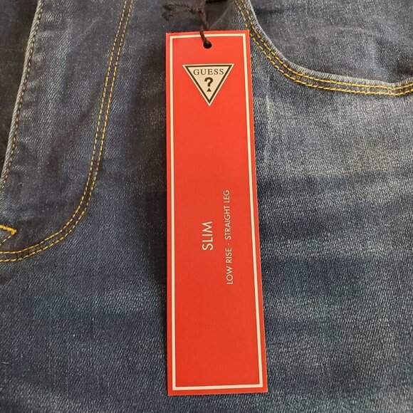 NWT GUESS SZ 38 x 30 Men's Vermont Slim Straight Distressed Stretch Jeans - Picture 14 of 16